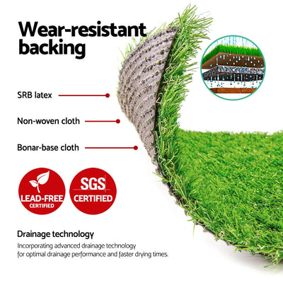 Prime Turf Artificial Grass 20mm 1mx10m Synthetic Fake Lawn Turf Plastic Plant 4-coloured