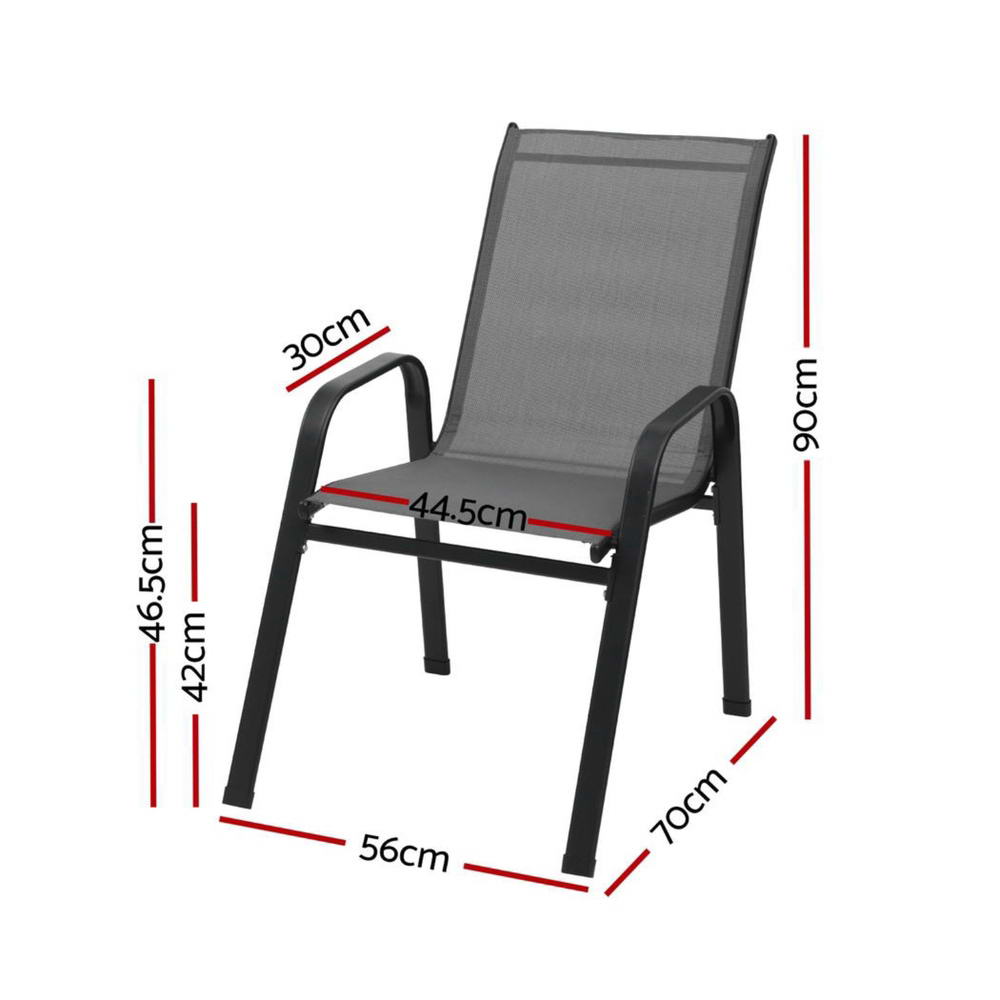Gardeon 4PC Outdoor Dining Chairs Stackable Lounge Chair Patio Furniture Black