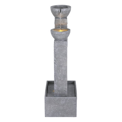 Gardeon Solar Fountain Water Feature Outdoor Fountain Indoor 3-Tier Cascading Grey