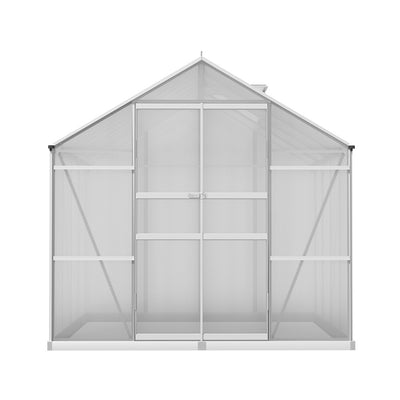 Green Fingers Greenhouse 2.42x2.5x2.26M Aluminium Double Doors Green House Garden Shed
