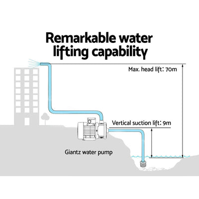 Giantz Garden Water Pump High Pressure 2500W 6-Stage Tank Irrigation Black
