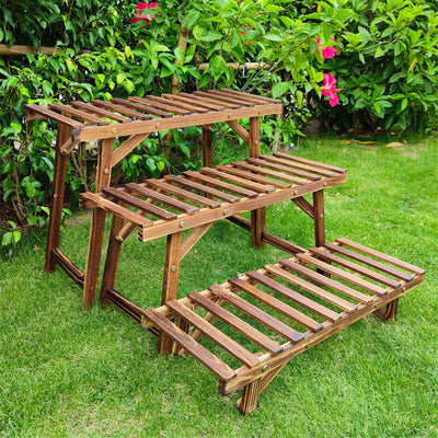 Pine Wood 3pcs Plant Stand Ladder Garden Flower Display