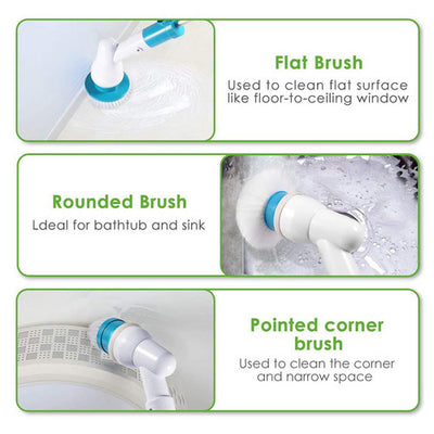 2PCS Rechargeable Spin Scrubber Electric Turbo Scrub Cleaning Brush Cordless Kit