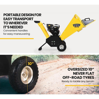 MICHIGAN 8HP 208cc Petrol Commercial Wood Chipper, Tree Mulcher - Raptor 1000