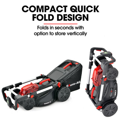 BAUMR-AG 520CX 40V SYNC 17" Cordless Lawn Mower Kit, Fast Charger, 2 x 4Ah Battery, 5 Cutting Heights, Adjustable Ergonomic Handle, Mulching Option