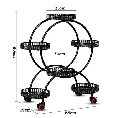 4 Layer 6 Pots Flower Holder Plant Stand Shelf 4-Wheel Free Moving Rack
