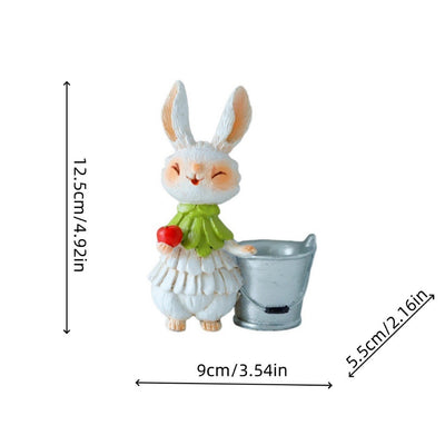 Purple Bunny with Vegetables Whimsical Bunny Garden Decor - Easter Flower Pot Statue