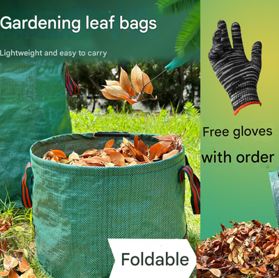 300L (Calibre67*84cm) Zip Version Heavy Duty Collapsible Garden Waste Bags (Set of 2) - Large Reusable Yard Leaf Bin
