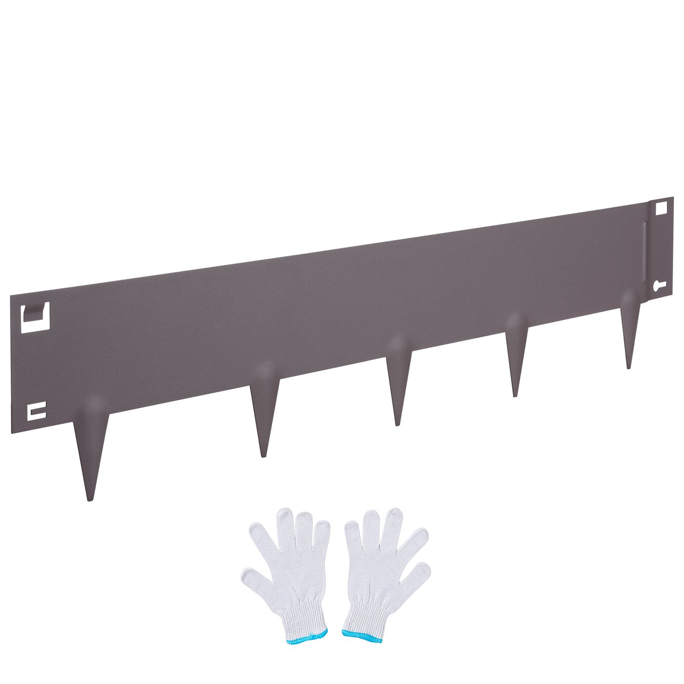 VEVOR Steel Landscape Edging, 5-pack Steel Garden Edging Borders, 39" L x 5" H Strips, Hammer-in Edging Border, Bendable Metal Landscape Edging for Yard, Garden, Lawn, 3.15" Spike Height, Rustic Brown