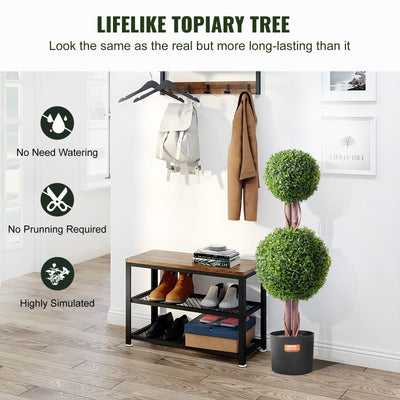 VEVOR 2 Pack 91.4cm Artificial Boxwood Topiary Tree Faux Plant UV Decor In/Outdoor