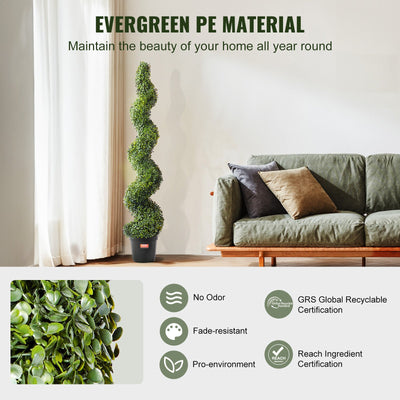 VEVOR 2 Pack 152.4cm Artificial Boxwood Topiary Tree Faux Plant UV Decor In/Outdoor