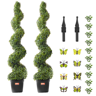 VEVOR 2 Pack 152.4cm Artificial Boxwood Topiary Tree Faux Plant UV Decor In/Outdoor