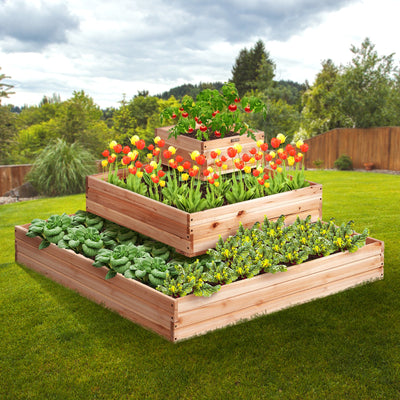 VEVOR Wooden Raised Garden Bed Planter Box 113 x 113 x 51 cm Flower Vegetable Herb