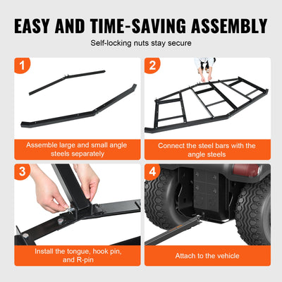 VEVOR Driveway Drag, 84" Width Tow Behind Drag Harrow, Q235 Steel Driveway Grader with Adjustable Bars, Support up to 50 lbs, Driveway Tractor Harrow for ATVs, UTVs, Garden Lawn Tractors