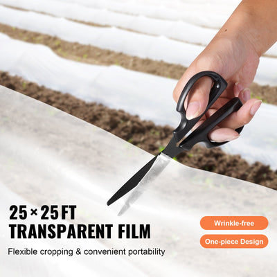 VEVOR Greenhouse Plastic Sheeting 7.6 x 7.6 m, 6 Mil Thickness Clear Greenhouse Film, Polyethylene Film 4 Year UV Resistant, for Gardening, Farming, Agriculture, Garden