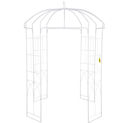 VEVOR Birdcage Shape Garden Arbor, 9\' High x 6.6\' Wide, Heavy Duty Wrought Iron Arbor, Wedding Arch Trellis for Climbing Vines in Outdoor Garden, Lawn, Backyard, Patio, White