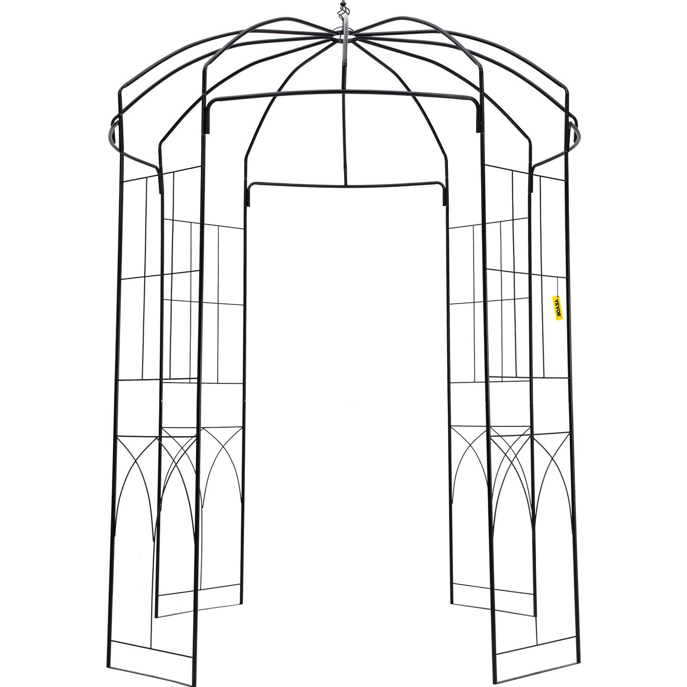 VEVOR Birdcage Shape Garden Arbor, 2.44m High, 1.59m Wide, Heavy Duty Wrought Iron Arbor, Wedding Arch Trellis for Climbing Vines in Outdoor Garden, Backyard, Lawn, Patio, Black