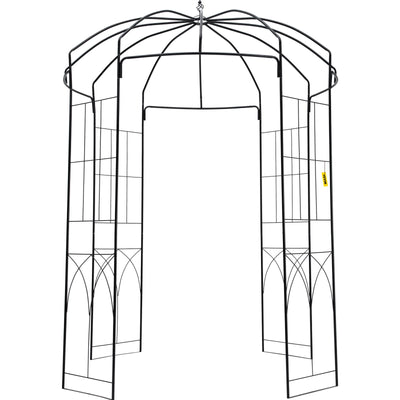 VEVOR Birdcage Shape Garden Arbor, 2.44m High, 1.59m Wide, Heavy Duty Wrought Iron Arbor, Wedding Arch Trellis for Climbing Vines in Outdoor Garden, Backyard, Lawn, Patio, Black