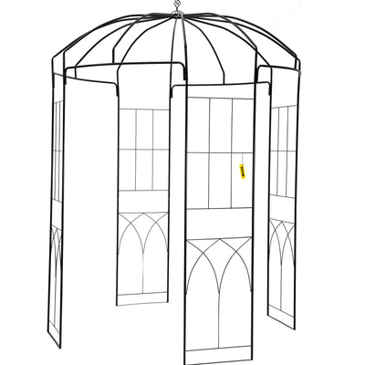 VEVOR Birdcage Shape Garden Arbor, 2.44m High, 1.59m Wide, Heavy Duty Wrought Iron Arbor, Wedding Arch Trellis for Climbing Vines in Outdoor Garden, Backyard, Lawn, Patio, Black