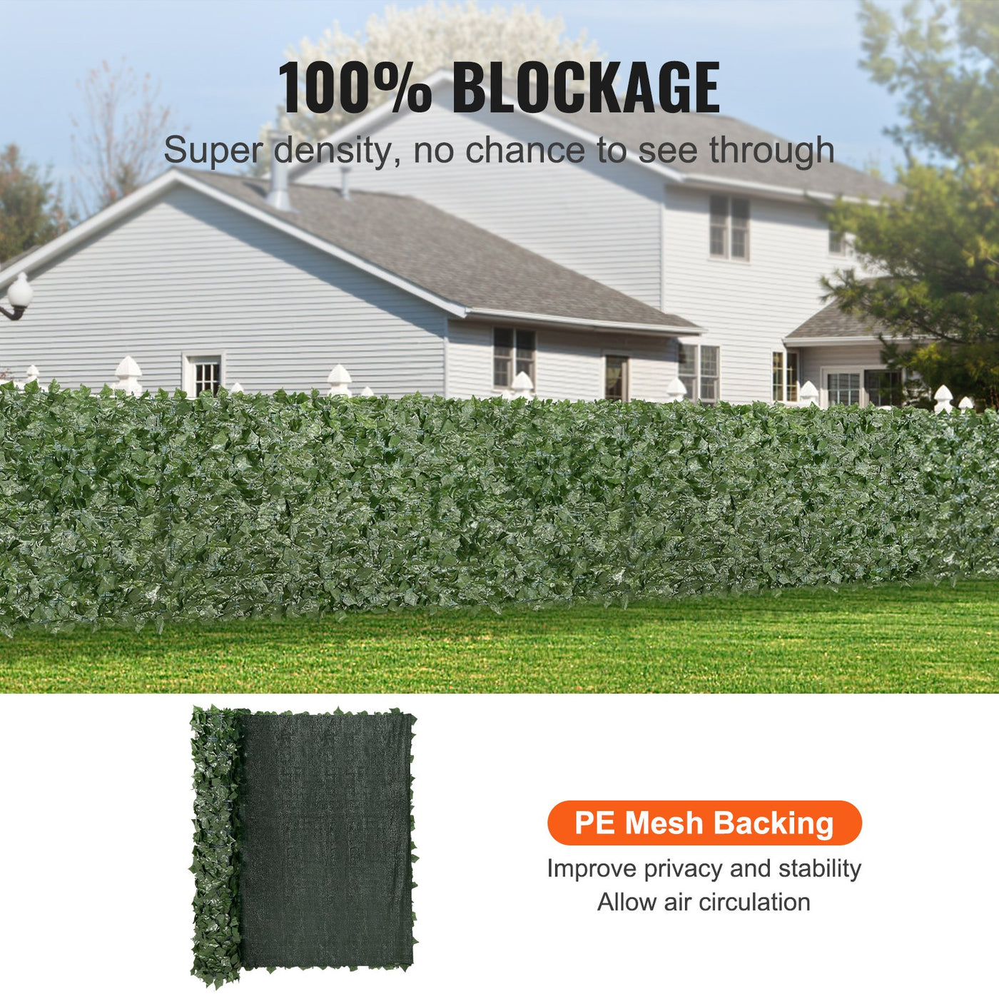 VEVOR Ivy Privacy Fence, 59 x 98 in Artificial Green Wall Screen, Greenery Ivy Fence with Mesh Cloth Backing and Strengthened Joint, Faux Hedges Vine Leaf Decoration for Outdoor Garden, Yard, Balcony
